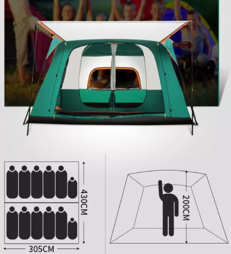 Vanjski veliki šator za kampiranje za 8 osoba